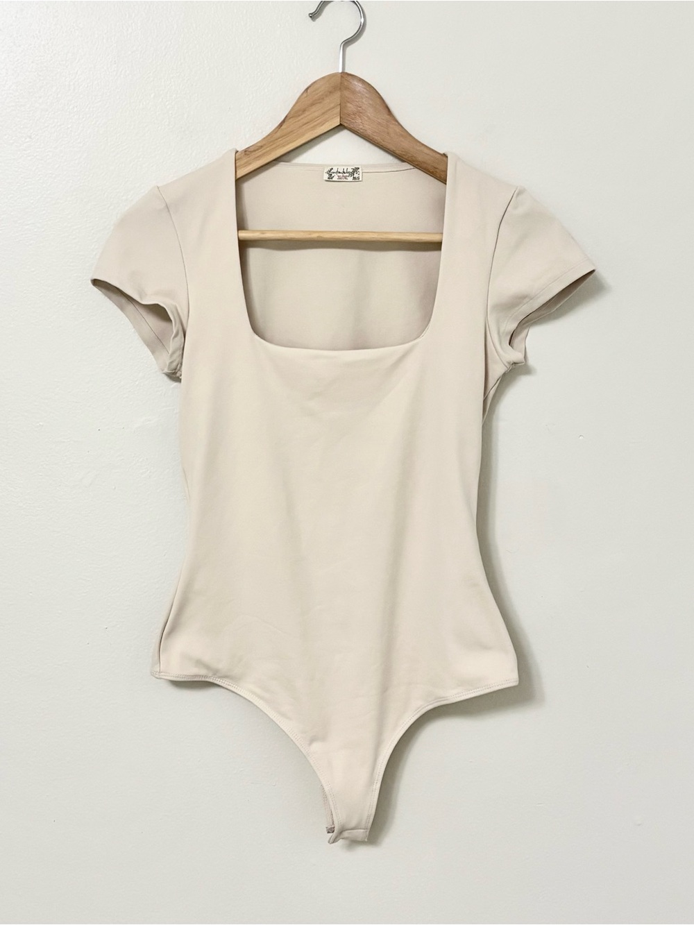 Free People Intimately Square Eyes Stretch Bodysuit Nude Neutral Size S